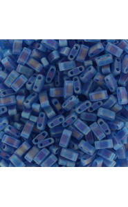 Miyuki half tila 5x2.4mm beads - Matted transparent capri blue ab HTL-149FR